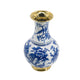 Wyatt Flower Vase | Floral Pattern Gold Rim White-Blue Porcelain 16"