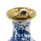 Wyatt Flower Vase | Floral Pattern Gold Rim White-Blue Porcelain 16"