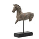 Marie Horse Statue with Black Iron Stand | Gray Resin-Stone Powder 17"