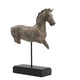 Marie Horse Statue with Black Iron Stand | Gray Resin-Stone Powder 17"