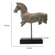 Marie Horse Statue with Black Iron Stand | Gray Resin-Stone Powder 17"