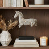 Marie Horse Statue with Black Iron Stand | Gray Resin-Stone Powder 17"