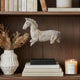 Marie Horse Statue with Black Iron Stand | Gray Resin-Stone Powder 17"