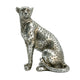 Wendy Sitting Leopard Figurine | Stone Powder-Resin | Metallic Silver 9"