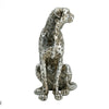 Wendy Sitting Leopard Figurine | Stone Powder-Resin | Metallic Silver 9"