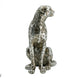 Wendy Sitting Leopard Figurine | Stone Powder-Resin | Metallic Silver 9"