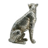 Wendy Sitting Leopard Figurine | Stone Powder-Resin | Metallic Silver 9"