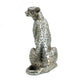 Wendy Sitting Leopard Figurine | Stone Powder-Resin | Metallic Silver 9"