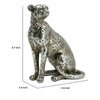 Wendy Sitting Leopard Figurine | Stone Powder-Resin | Metallic Silver 9"