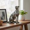 Wendy Sitting Leopard Figurine | Stone Powder-Resin | Metallic Silver 9"