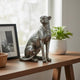 Wendy Sitting Leopard Figurine | Stone Powder-Resin | Metallic Silver 9"