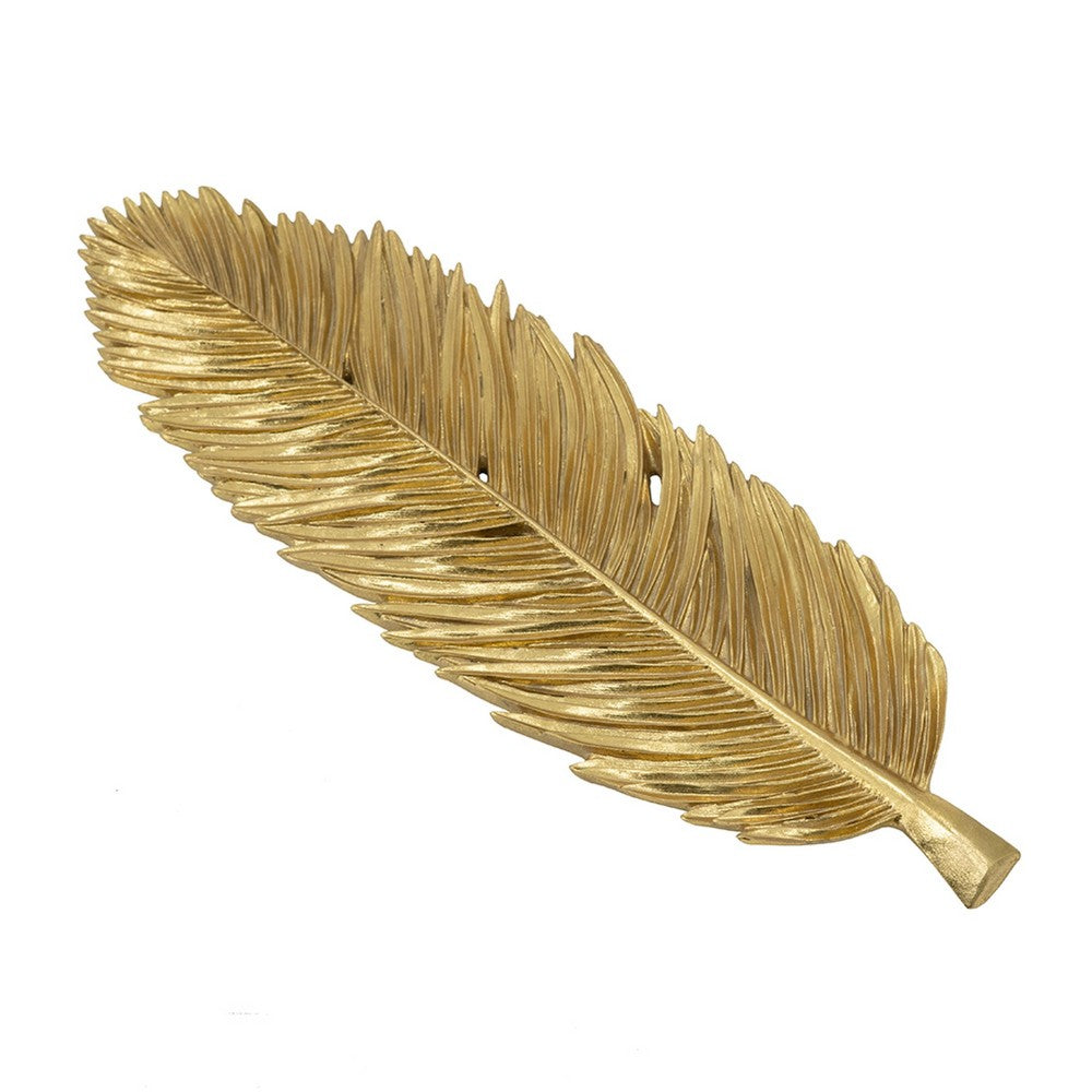 Riley Decorative Plate | Sculpted Leaf Veins Gold Stone Powder-Resin 19"