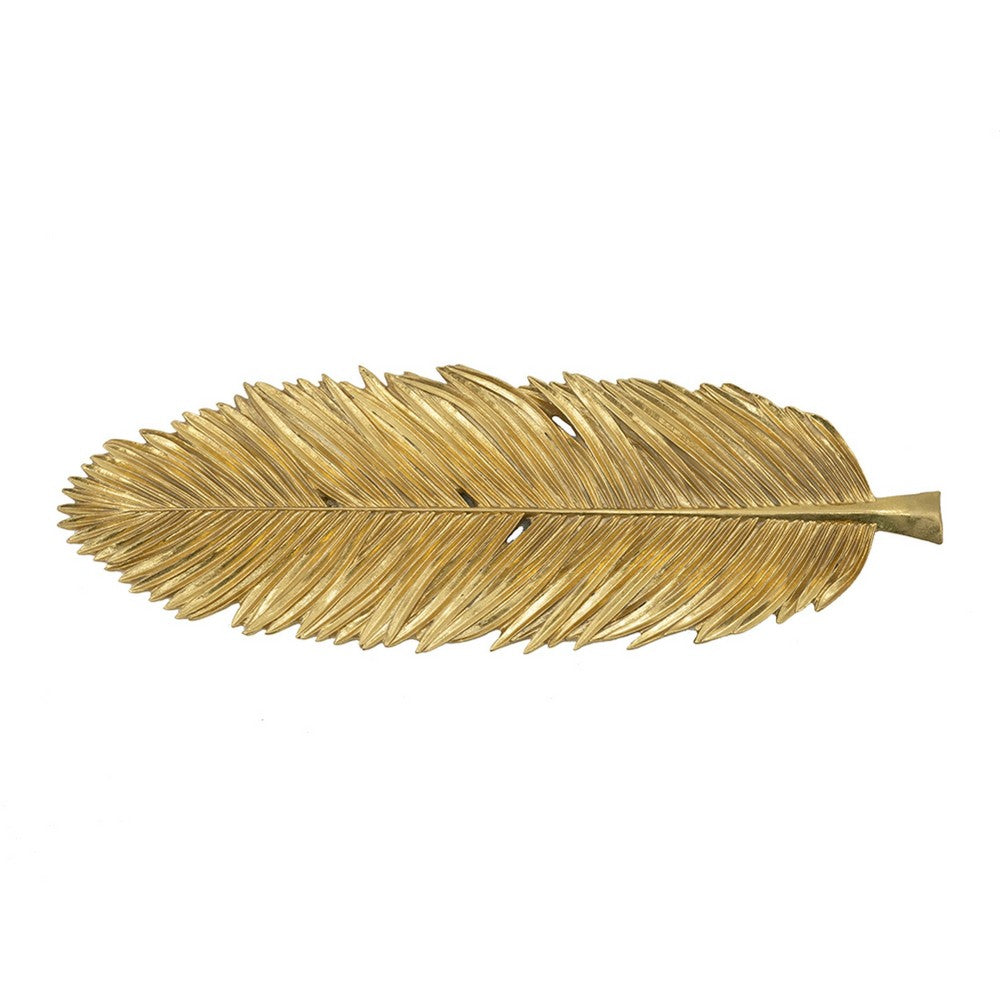 Riley Decorative Plate | Sculpted Leaf Veins Gold Stone Powder-Resin 19"