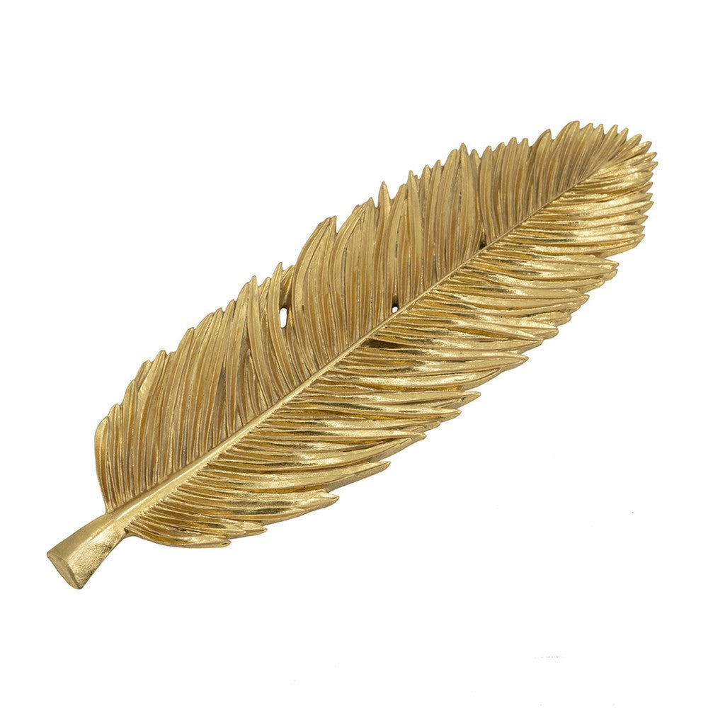 Riley Decorative Plate | Sculpted Leaf Veins Gold Stone Powder-Resin 19"