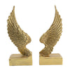 Paula 2pc Wing Bookends | Carved Feather Details | Gold Resin-Stone 9"
