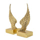 Paula 2pc Wing Bookends | Carved Feather Details | Gold Resin-Stone 9"