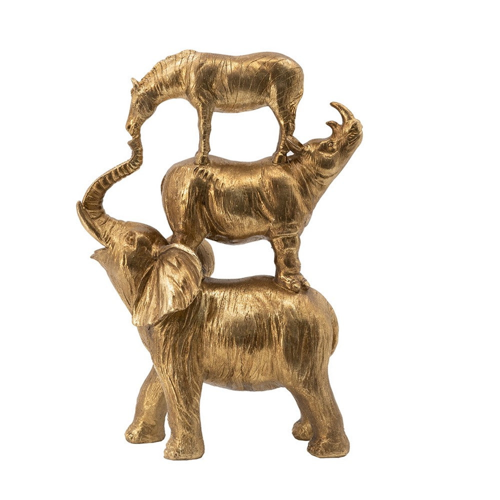 Talia Decorative Stacking Animals | Lifelike Detailed Gold Resin 14"