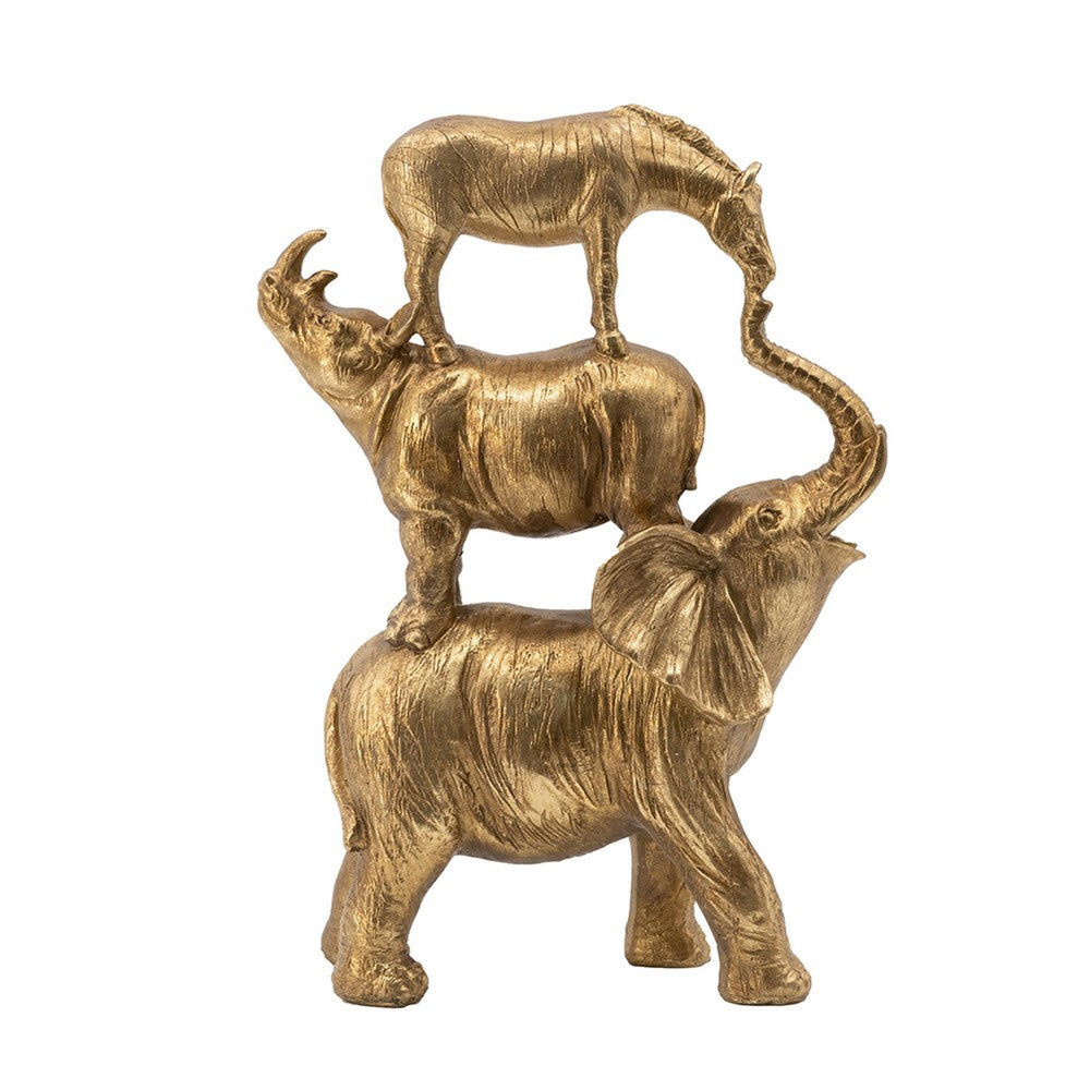 Talia Decorative Stacking Animals | Lifelike Detailed Gold Resin 14"