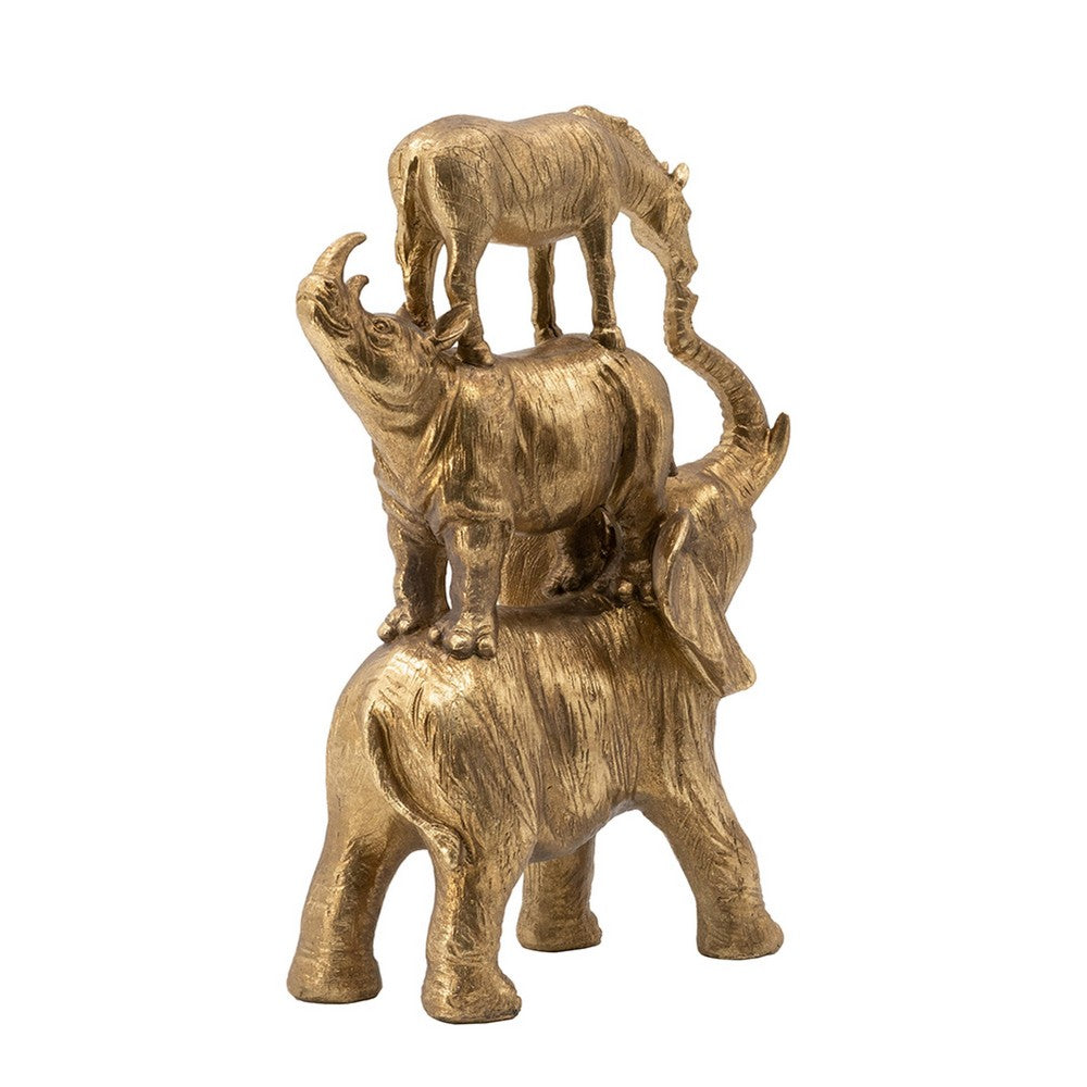Talia Decorative Stacking Animals | Lifelike Detailed Gold Resin 14"