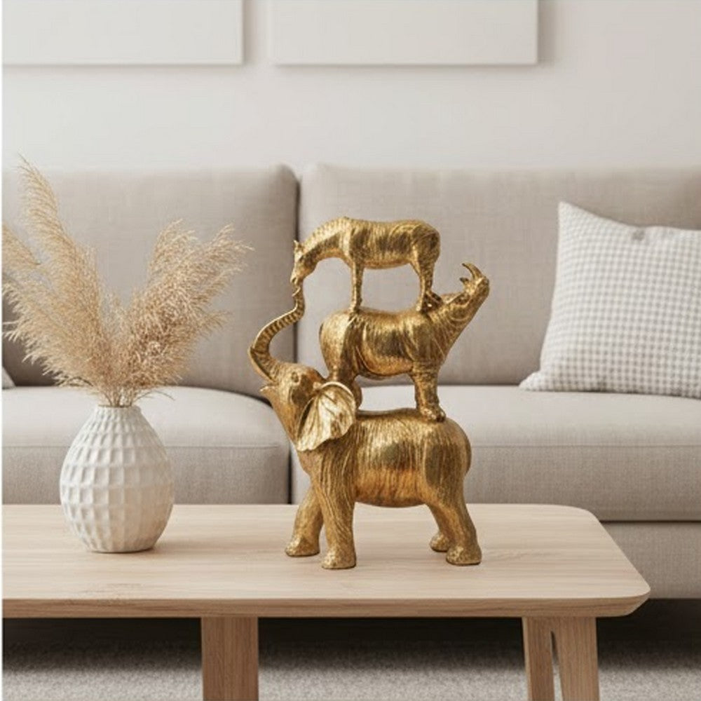 Talia Decorative Stacking Animals | Lifelike Detailed Gold Resin 14"