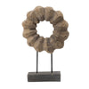 Heide Round Decorative Accent | Brown Paulownia Wood | Black Iron 27"