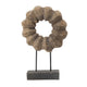 Heide Round Decorative Accent | Brown Paulownia Wood | Black Iron 27"