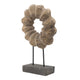 Heide Round Decorative Accent | Brown Paulownia Wood | Black Iron 27"