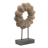 Heide Round Decorative Accent | Brown Paulownia Wood | Black Iron 27"