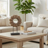 Heide Round Decorative Accent | Brown Paulownia Wood | Black Iron 27"