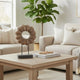 Heide Round Decorative Accent | Brown Paulownia Wood | Black Iron 27"