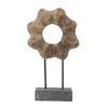 Heide Round Decorative Accent | Brown Paulownia Wood | Black Iron 21"