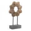 Heide Round Decorative Accent | Brown Paulownia Wood | Black Iron 21"