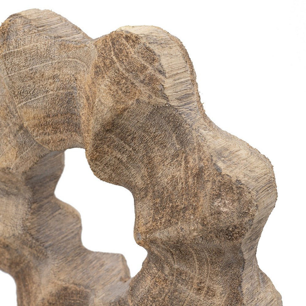 Heide Round Decorative Accent | Brown Paulownia Wood | Black Iron 21"