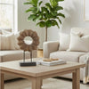 Heide Round Decorative Accent | Brown Paulownia Wood | Black Iron 21"