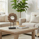Heide Round Decorative Accent | Brown Paulownia Wood | Black Iron 21"