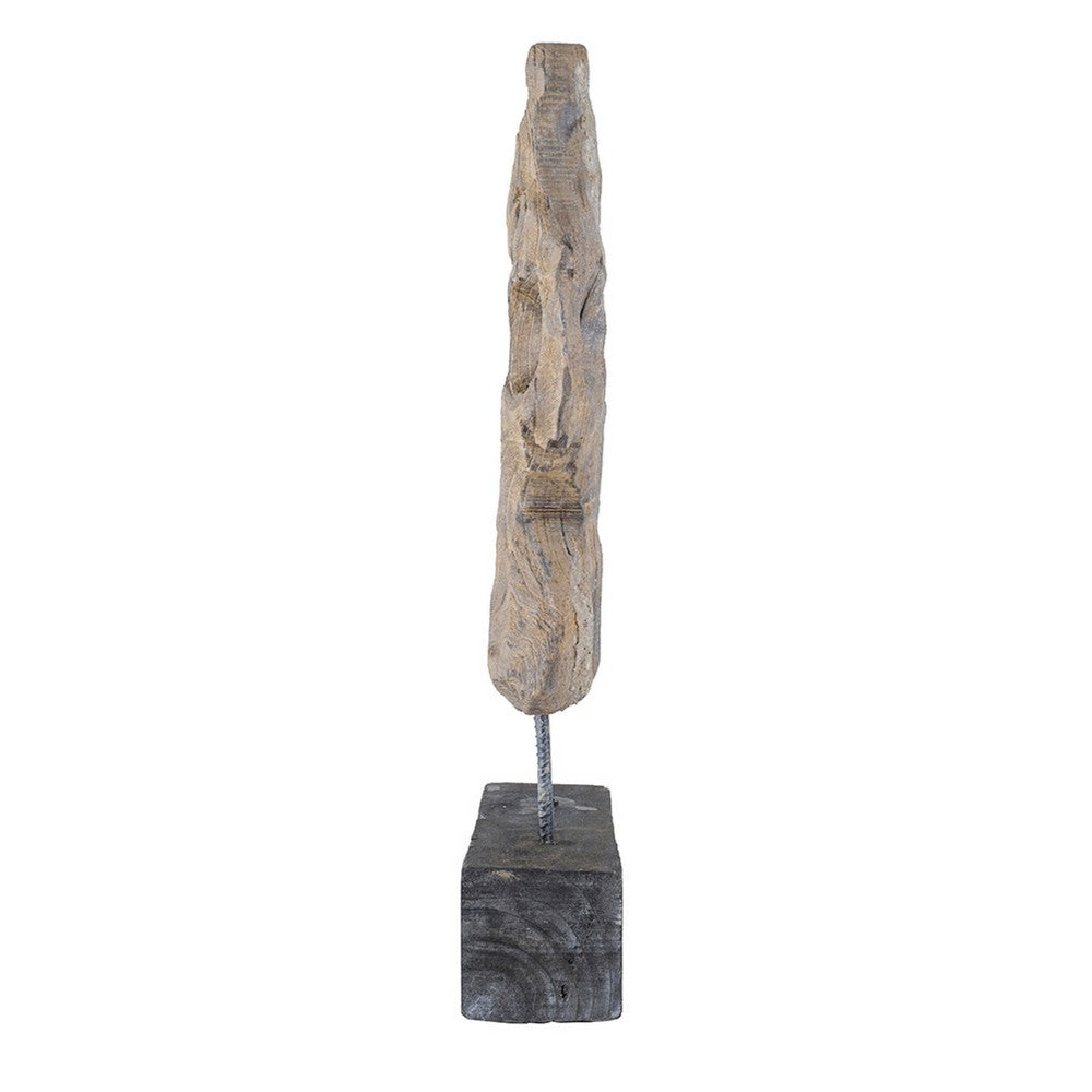 Poppy Abstract Table Accent | Carved Details | Brown Paulownia Wood 31"