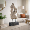 Poppy Abstract Table Accent | Carved Details | Brown Paulownia Wood 31"