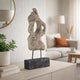 Poppy Abstract Table Accent | Carved Details | Brown Paulownia Wood 31"