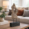 Poppy Abstract Table Accent | Carved Details | Brown Paulownia Wood 31"