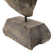 Naomi Sculptural Décor | Iron Rod | Carved Brown Paulownia Wood 26"