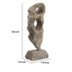 Naomi Sculptural Décor | Iron Rod | Carved Brown Paulownia Wood 26"