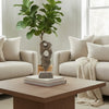 Naomi Sculptural Décor | Iron Rod | Carved Brown Paulownia Wood 26"