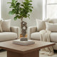 Naomi Sculptural Décor | Iron Rod | Carved Brown Paulownia Wood 26"