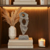 Naomi Sculptural Décor | Iron Rod | Carved Brown Paulownia Wood 26"