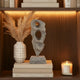 Naomi Sculptural Décor | Iron Rod | Carved Brown Paulownia Wood 26"