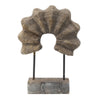 Paige Abstract Table Decor | Carved Details on Brown Paulownia Wood 20"