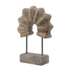 Paige Abstract Table Decor | Carved Details on Brown Paulownia Wood 20"