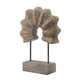 Paige Abstract Table Decor | Carved Details on Brown Paulownia Wood 20"
