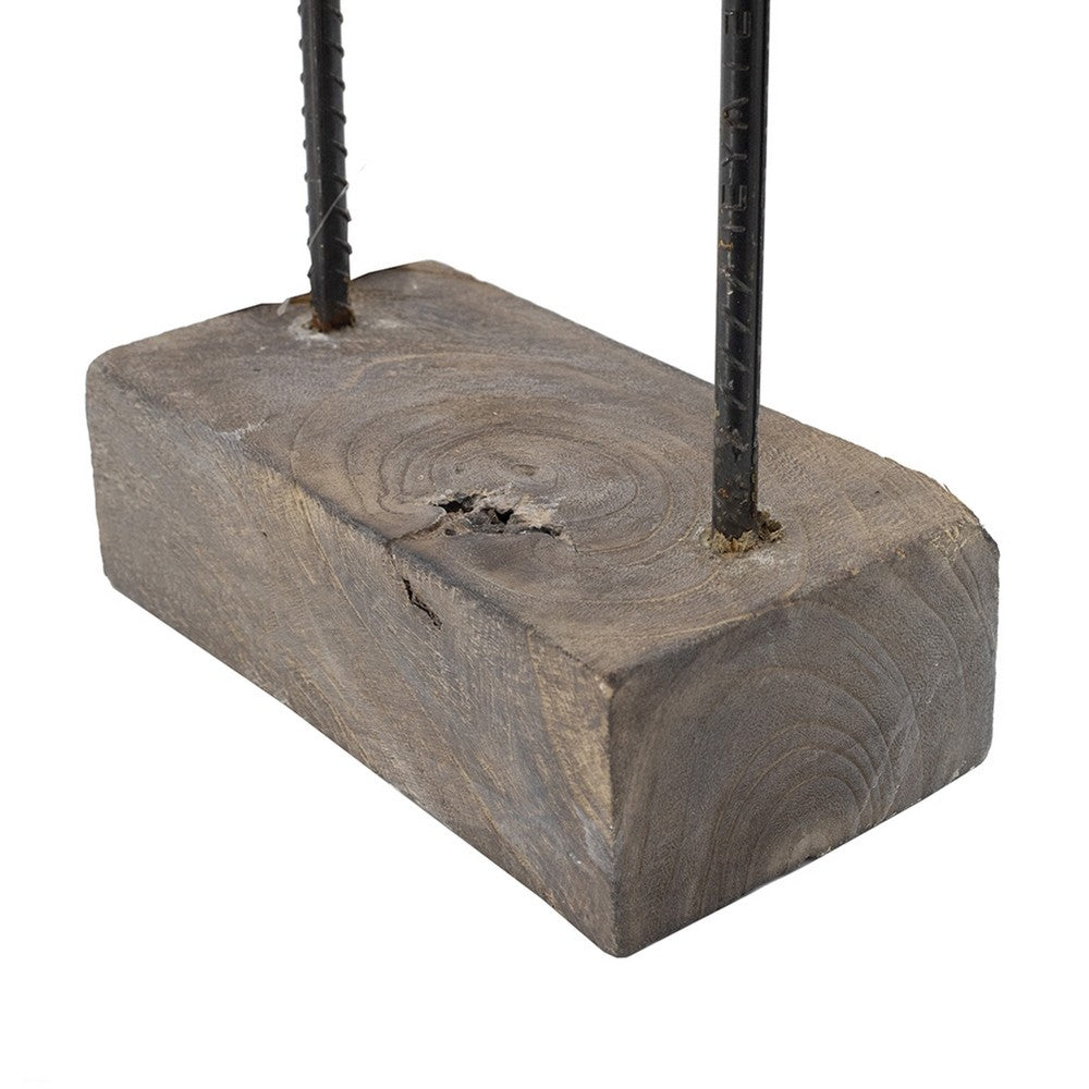 Paige Abstract Table Decor | Carved Details on Brown Paulownia Wood 20"
