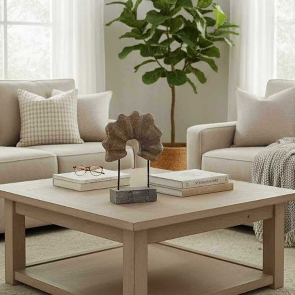 Paige Abstract Table Decor | Carved Details on Brown Paulownia Wood 20"